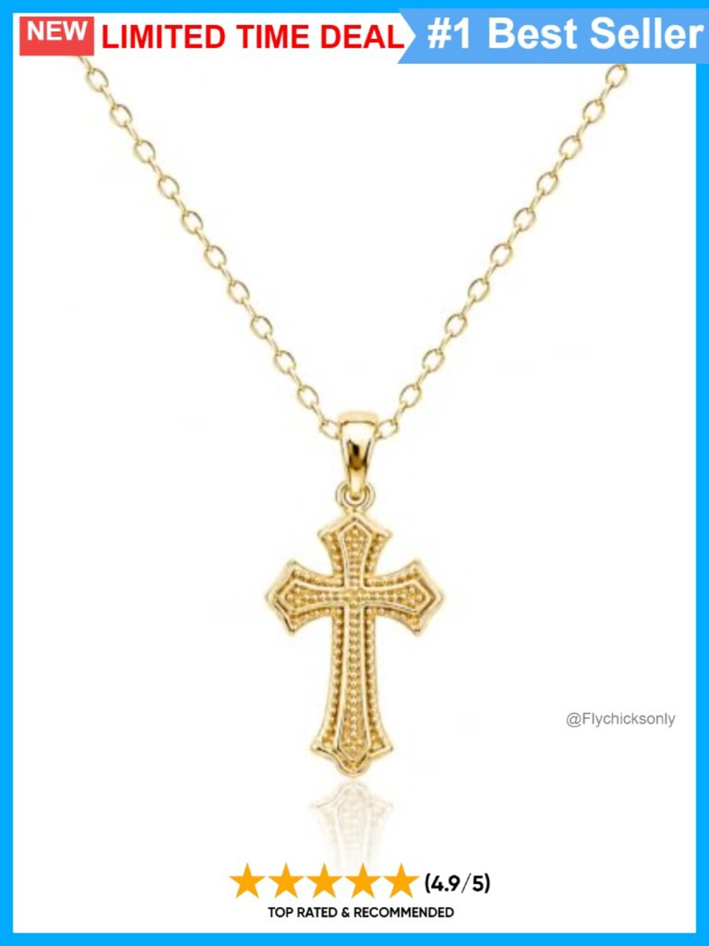 14K Gold Cross Necklace Women Adjustable Chain Faith Gift Jewelry